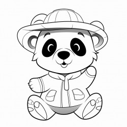 panda wearing a hat and gloves