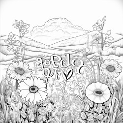 field of wild flowers with a quote that says yolo