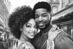 please generate an african american couple on a date