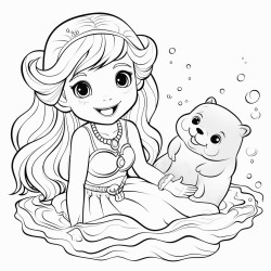 mermaid playng with a bear and a seal