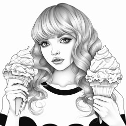 a cute girl eating ice cream