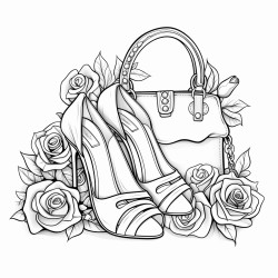 high heels a purse and roses