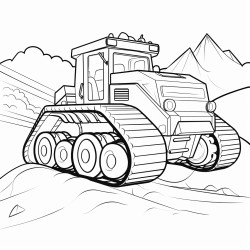 a bull dozer pushing dirt on a sunny day