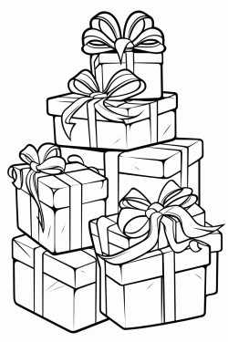 large pile of presents solid white background clean lines