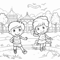 cplaying in the park coloring book for toddlers