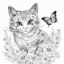 detailed cat with butterfly