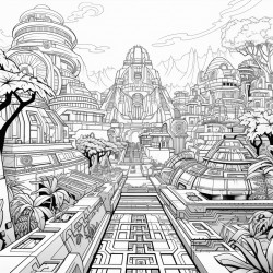 futuristic aztec city in the jungle