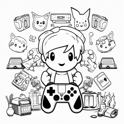 kawaii style gamer theme