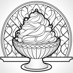 an ice cream sundae in a stained glass style
