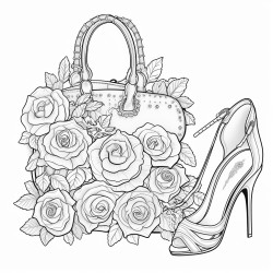 high heels a purse and roses
