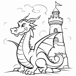 a dragon flying behind a lighthouse