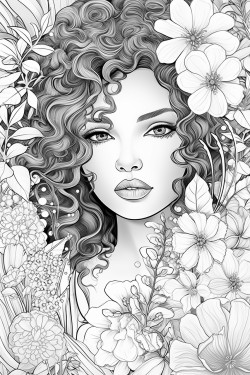 african american woman surrounded by flowers and intricate pattern with a blank space to write bible verse