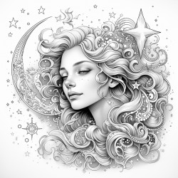 celestial moon and stars