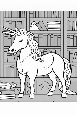 a unicorn in a library