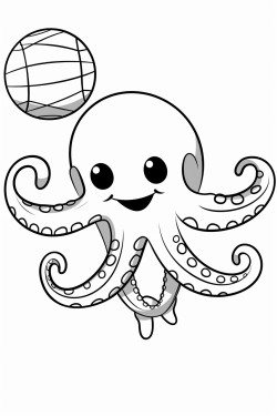an octopus playing volleyball
