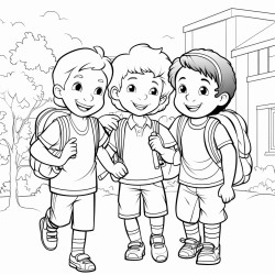 happy boy friends in school helping each other be kind to others