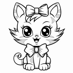 spooky cat with a mischievous grin wearing a cute bow