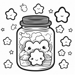 jar of cookies with heart pattern outside and stars