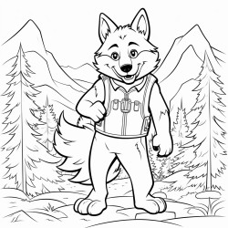 a coloring sheet with a timberwolf mascot for am elementary kid to draw