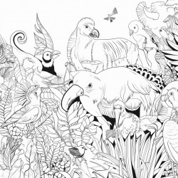 a colorful mural featuring brazilian animals