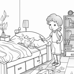 a mam ant tidying her room