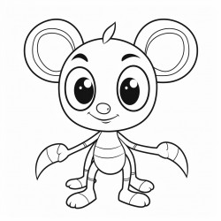a cute baby ant for a coloring book in a cartoon style