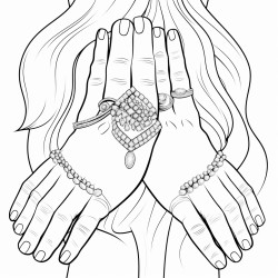 beautiful hands with long nails and jewlery