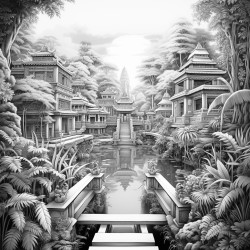 a scene of the balinese philosophy of tri hita karana