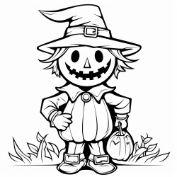 a scarecrow with a jackolantern as a head