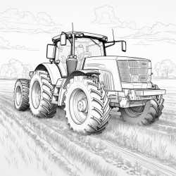 tractor planting in field