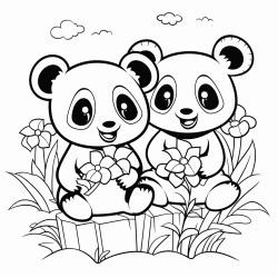 elonie in block letters with flowers and pandas