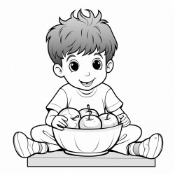 a kid eating apples