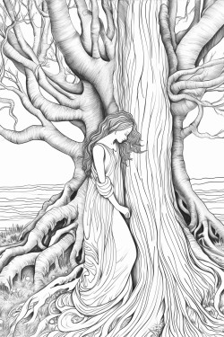 a woman in a natural place that embrace a tree