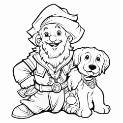 a pirate wizard with a clown puppy