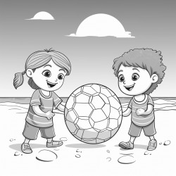 kids play beach balls on the beach