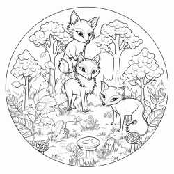 magic forest and playful foxes