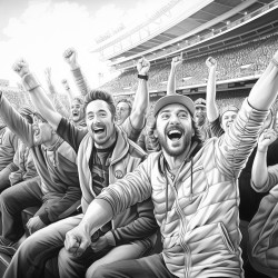 fun baseball fans at stadium