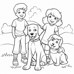 kids and dog