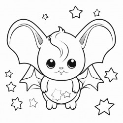 cute heart bat with moon and stars