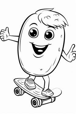 a potato jumping on to a skateboard