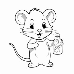 mouse holding a bottle