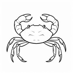 kids coloring page with crab black and white simple line art style minimalist drawing white background style raw