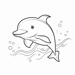 simple and cute dolphin drawing outline with thin bold lines