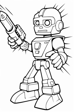 a animated robot shooting a lazer