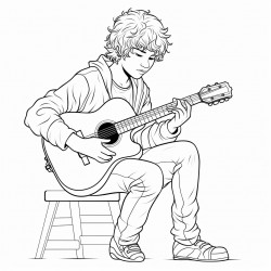 grandson playing guitar