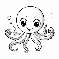 a playful fun cartoon version of an octopus