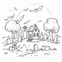 ghosts flying around graveyard