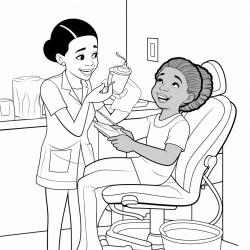 black girl dentist with patient in the chair