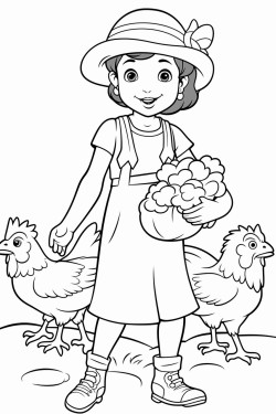 girl with chickens