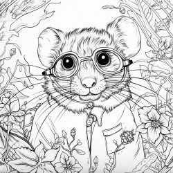 mouse with eyeglasses on farm